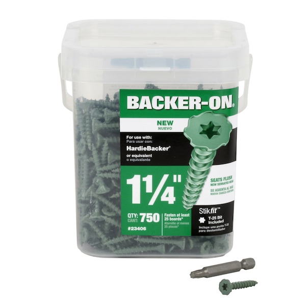 Backer-On Backer-On No. 9 in. X 1.25 in. L Star Flat Head Serrated Cement Board Screws - 23406