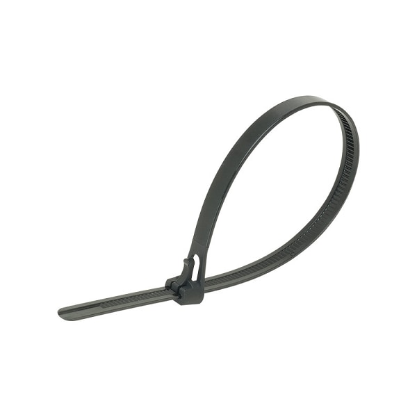 Electriduct Cable Tie, 8 in L, Black, Nylon 6/6, 50 lb Strength - CT-ED-REUSABLE-08-50-100-BK