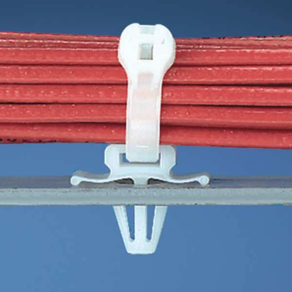 Panduit Cable Tie, Mnt, Wingedpsh Mnt, Nat, PK100 - PWMS-H25-C