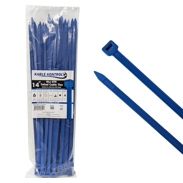 Kable Kontrol ETFE Tefzel Cable Zip Ties, 14 inch, 100lbs, 50PK - KKTF-14-100-50