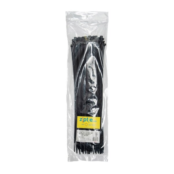 South Main Hardware Cable Tie, 14 in L, Black, Nylon, 75 lb Strength, 100 PK - 220186