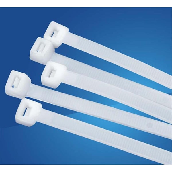 Hi-Tec Cable Tie, 8 in L, White, 100 PK - HI609442