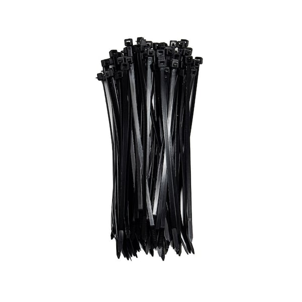 South Main Hardware Cable Tie, 8 in L, Black, 50 lb Strength, 100 PK - 222026