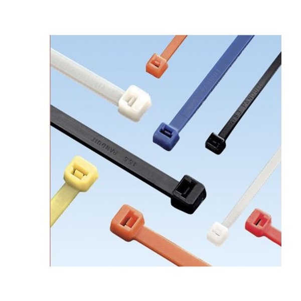 Panduit Cable Tie, 4 in L, 7/8 in Max Bundle Dia., Yellow, Nylon 6/6, 18 lb Strength, 1000 PK - PLT1M-M4Y