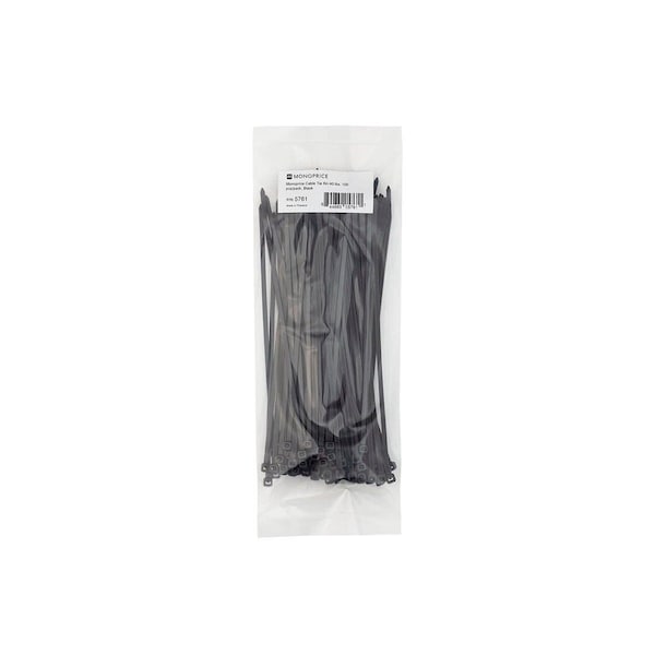 Monoprice Cable Tie, 8 in L, Black, Nylon, 40 lb Strength, 100 PK - 5761