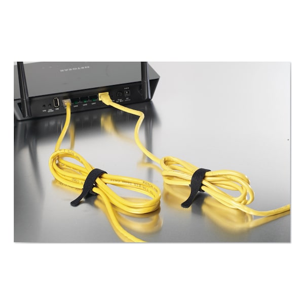 Velcro Brand Cable Tie, 8 in L, Black, Nylon, Polyethylene, 15 lb Strength, 50 PK - 95172