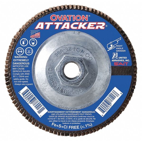 United Abrasives/Sait SAIT 76341 Ovation® Attacker Disco de Aletas de Alta Densidad con Respaldo de Fibra de Vidrio (Tipo 27) 5" x 5/8"-11, 120 Granos, Paquete de 10 - 76341