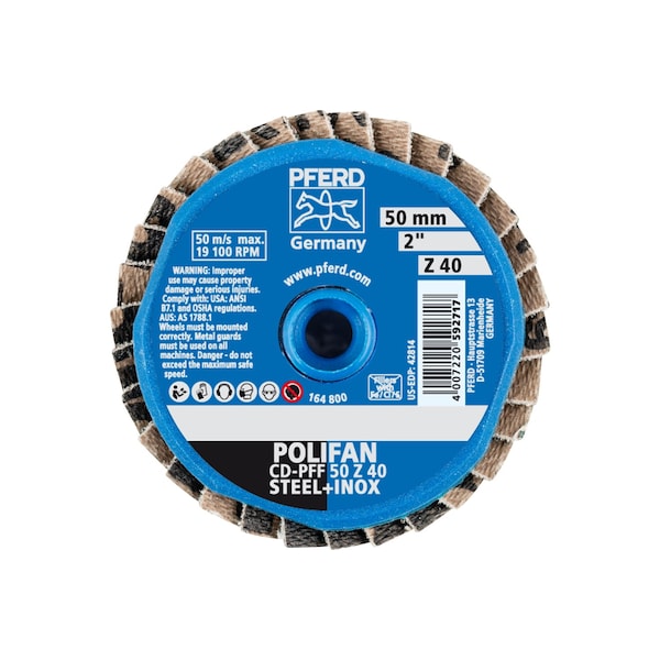 Pferd 2" Disco de Láminas Mini POLIFAN® - Plano - Zirconia - 40 Granos - 42814