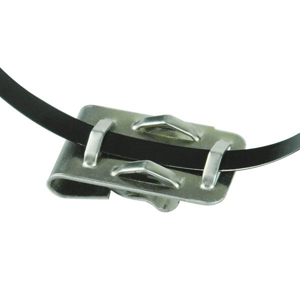 Heyco Cable Tie Mounting Platform, 1.05 in L, 0.31 in Max Bundle Dia., 319 Stainless Steel, 1000 PK - S6474