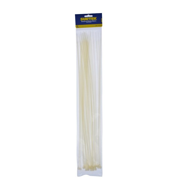 Surtek Cable Tie, 17-23/32 in L, White, Plastic, 60 lb Strength - 114216