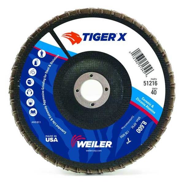 Disco de láminas Weiler, 4-1/2 pulgadas x 36 granos, 13000 RPM - 98900