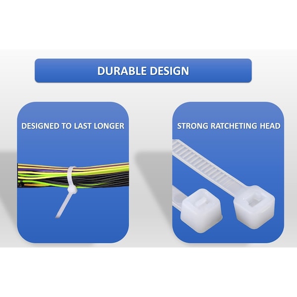 Kable Kontrol Cable Tie, 18 in L, 4.70 in Max Bundle Dia., Natural, Nylon 6/6, 120 lb Strength, 100 PK - CT7108
