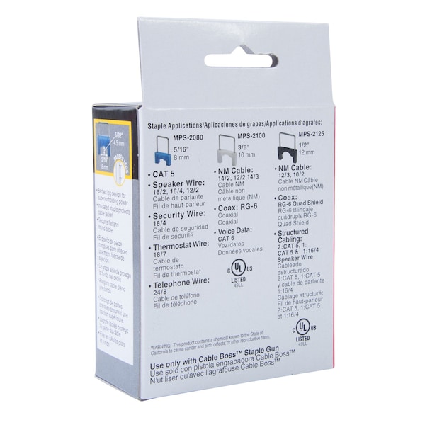 Gardner Bender Cable Staple, 516 in W Crown, 78 in L Leg, MetalPlastic - MPS-2080