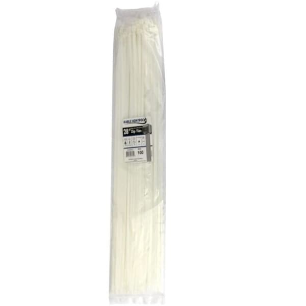 Kable Kontrol Cable Tie, 28 in L, 8.66 in Max Bundle Dia., Natural, Nylon 6/6, 175 lb Strength, 100 PK - CT272