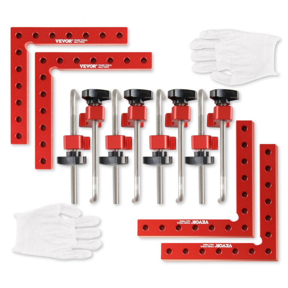 VEVOR 90 Degree Positioning Squares, 5.5" x 5.5" Right Angle Clamps for Woodworking, Aluminum Alloy Corner Clamping Squares for Boxes Cabinets Drawers, 4 Pack - MGFX55INCH4JAV3YQV0