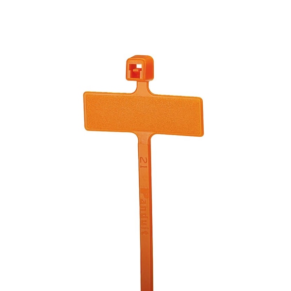 Panduit Cable Tie, 4 in L, 3/4 in Max Bundle Dia., Orange, Nylon 6/6, 18 lb Strength, 1000 PK - PLM1M-M3
