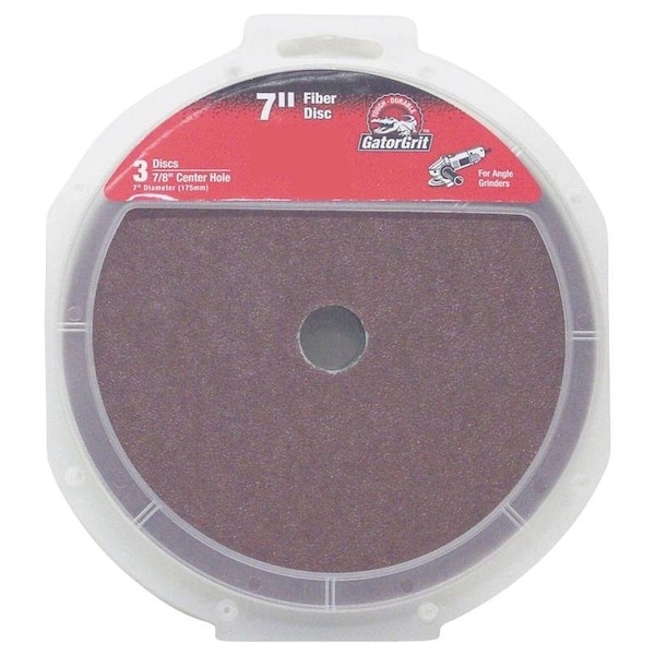 Disco de fibra Gator, 7 pulgadas de diámetro, 50 granos, Grueso, Abrasivo de óxido de aluminio, Respaldo de fibra - 3082