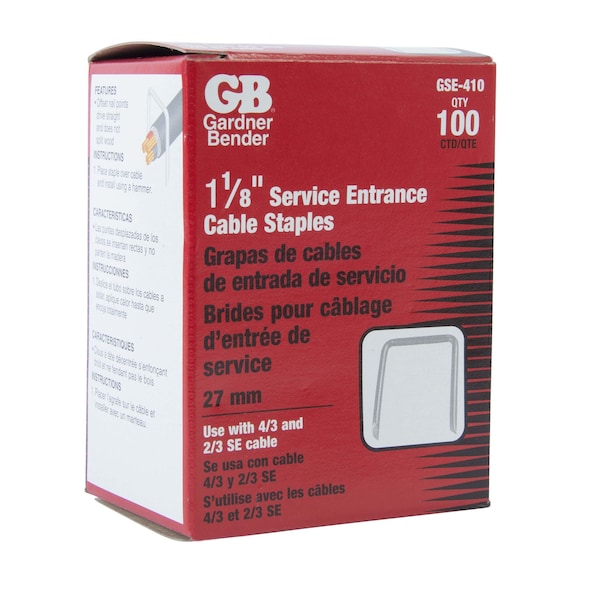 Gardner Bender Staple, 118 in W Crown, 112 in L Leg, Steel - GSE-410