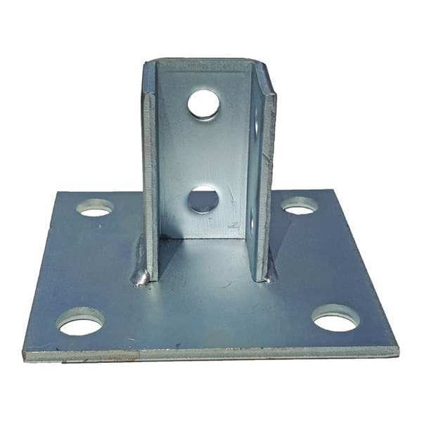 Zoro Select Channel Post Base, 6 in L, 6 in W, For Strut Channel 1-5/8" x 1-5/8", Electroplated Steel, 6 Holes - V6SQ EG