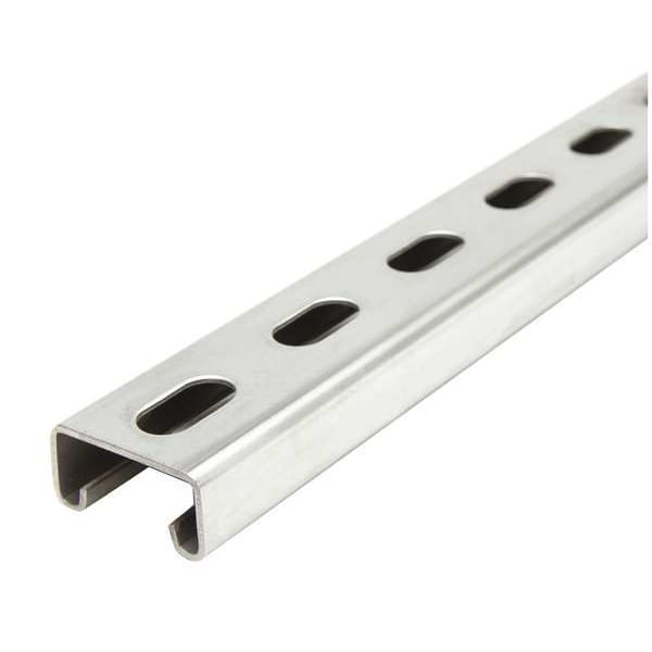 Zoro Select Single Channel Strut, Slotted, 304 Stainless Steel, Polished, 9/16 in x 1-1/8 in Hole Size, Silver - FS-500SS ST4 60.00