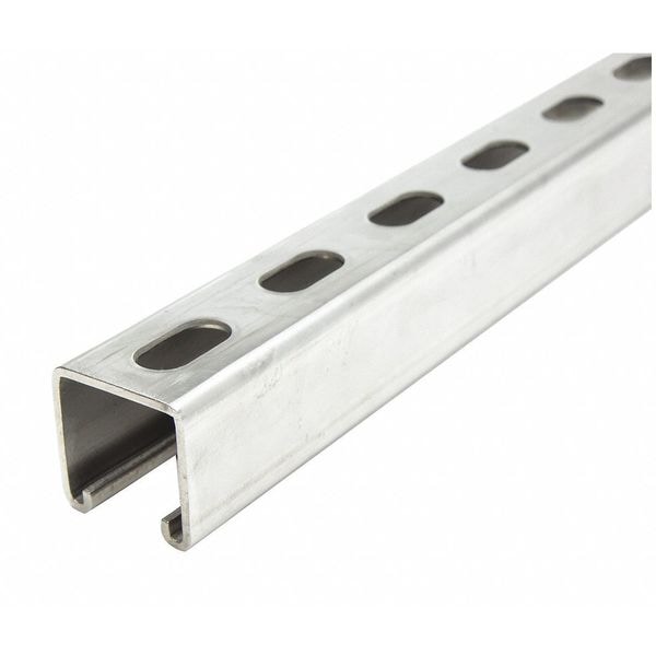 Zoro Select Single Channel Strut, Slotted, 304 Stainless Steel, Polished, 9/16 in x 1-1/8 in Hole Size, Silver - FS-200SS ST4 120.00