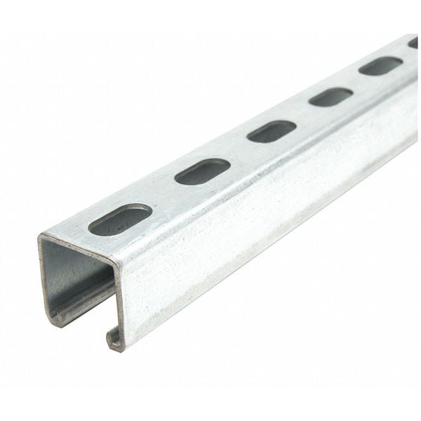 Zoro Select Single Channel Strut, Slotted, Steel, Galvanized, 9/16 in x 1-1/8 in Hole Size, Silver - FS-200SS PG 120.00