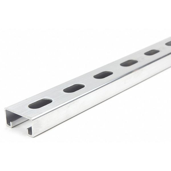 Zoro Select Single Channel Strut, Half Slotted, Aluminum, Plain, 9/16 in x 1-1/8 in Hole Size, Silver - FS-500SS AL 120.00