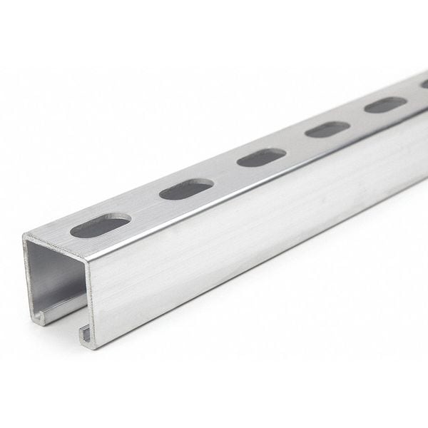 Zoro Select Single Channel Strut, Half Slotted, Aluminum, Plain, 9/16 in x 1-1/8 in Hole Size, Silver - FS-200SS AL 120.00