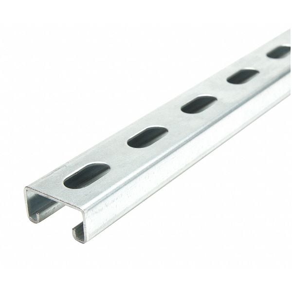 Zoro Select Single Channel Strut, Slotted, Steel, Galvanized, 9/16 in x 1-1/8 in Hole Size, Silver - FS-500SS PG 60.00