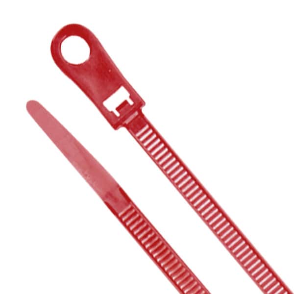 Dottie Cable Tie, 8 in L, 1.85 in Max Bundle Dia., Red, Nylon 6/6, 50 lb Strength, 100 PK - DTMP6