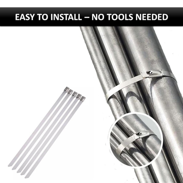 Kable Kontrol Cable Tie, 15 in L, 4.01 in Max Bundle Dia., Silver, 304 Stainless Steel, 200 lb Strength, 100 PK - SSCT15