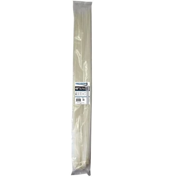 Kable Kontrol Cable Tie, 48 in L, 14.96 in Max Bundle Dia., Natural, Nylon 6/6, 175 lb Strength, 50 PK - CT294