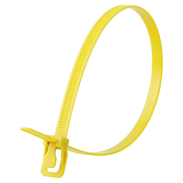 Retyz Cable Tie, 14 in L, 4.33 in Max Bundle Dia., Yellow, Nylon 6/6, 120 lb Strength, 20 PK - WKT-S14YW-HA