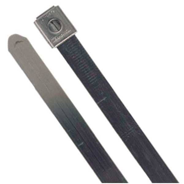 Ty-Rap Cable Tie, 24 in L, 7-1/2 in Max Bundle Dia., Silver, 316 Stainless Steel, 250 lb Strength, 10 PK - TYS24-470-10