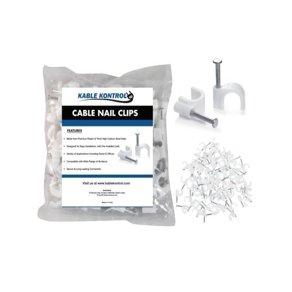 Kable Kontrol Cable Clip, PVC, 7 mm Bundle Dia., White, 6.40 in L, 100 PK - KK-WNC-7
