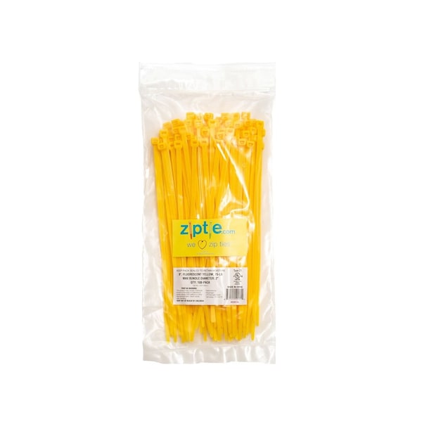 South Main Hardware Cable Tie, 8 in L, Yellow, Nylon, 75 lb Strength, 100 PK - 220146
