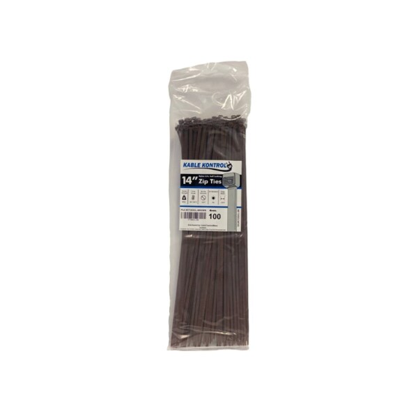 Kable Kontrol Cable Tie, 14 in L, 4.01 in Max Bundle Dia., Brown, Nylon 6/6, 50 lb Strength, 100 PK - CT265CL-BROWN