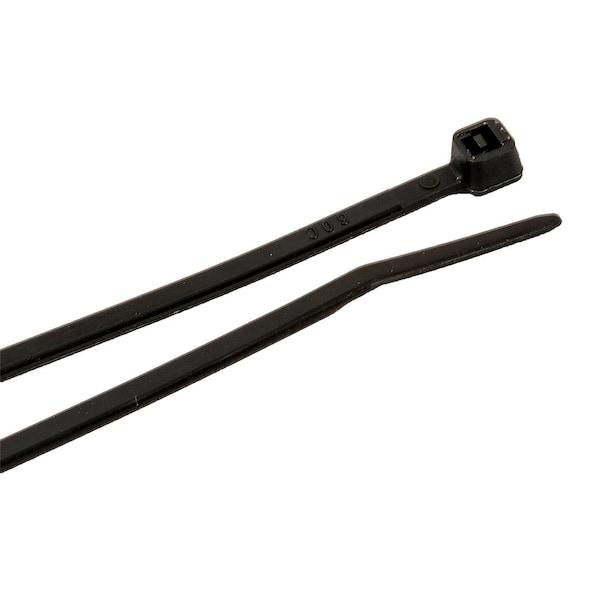 Forney Cable Tie, 4 in L, 3/4 in Max Bundle Dia., Black, Nylon 6/6, 18 lb Strength, 100 PK - 62012