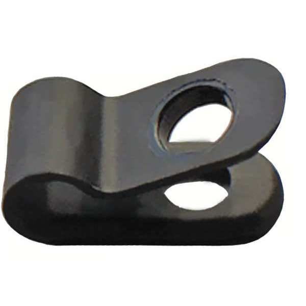 Zoro Select Cable Clamp, Nylon, 1/4 in Bundle Dia., Black, 25 PK - 22CC28E0250B