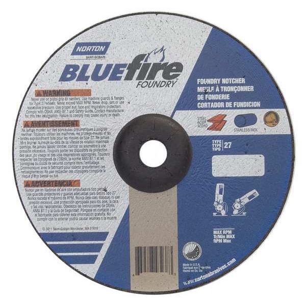 Ruedas de centro deprimido Norton Abrasives, Tipo 27, 7 pulgadas de diámetro, 0.125 pulgadas de espesor, tamaño de orificio de 7/8 pulgadas, Carburo de silicio - 66252915526