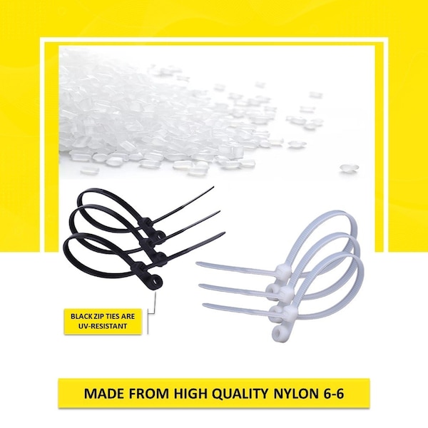 Kable Kontrol Cable Tie, 14 in L, 4 in Max Bundle Dia., Natural, Nylon 6/6, 50 lb Strength, 100 PK - MHT14-50-NATURAL