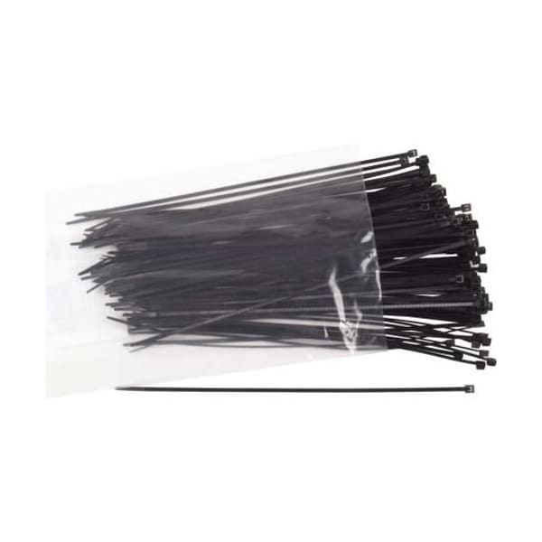 Act Cable Tie, 8 in L, 2-3/16 in Max Bundle Dia., Black, Nylon, 18 lb Strength, 100 PK - AL-08-18-0-C ACT FASTENING SOLUTIONS