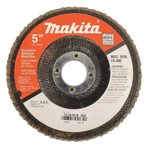 Disco Multi-Disc de Makita, 5" x 7/8", 36 Granos, Paquete de 10 - 741818-B-10
