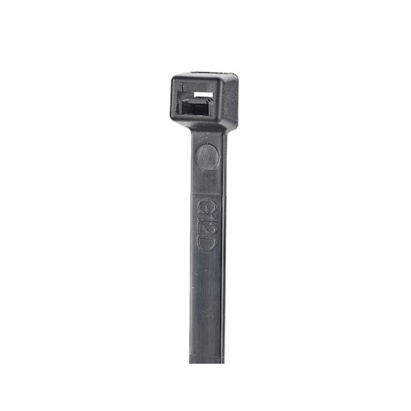 Panduit Cable Tie, 4 in L, 7/8 in Max Bundle Dia., Black, Nylon 6/6, 18 lb Strength, 1000 PK - S4-18-M0