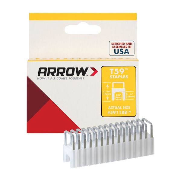 Arrow Fastener Arrow T59 5/16 in. W X 11/16 in. L 18 Ga. Wide Crown Insulated Staples 300 pk - 591188