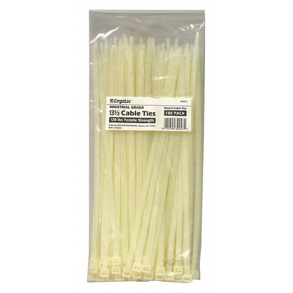 Cargoloc Cable Tie, 13-1/2 in L, Natural, Nylon, 120 lb Strength - 32457