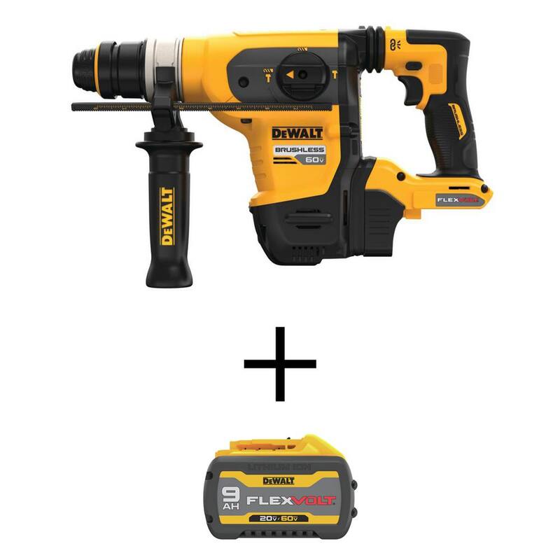 Martillo rotativo DEWALT FLEXVOLT 60V MAX inalámbrico de 1-1/4 pulgadas SDS Plus con batería de litio FLEXVOLT 20V/60V MAX de 9.0Ah - DCH416BWDCB609.