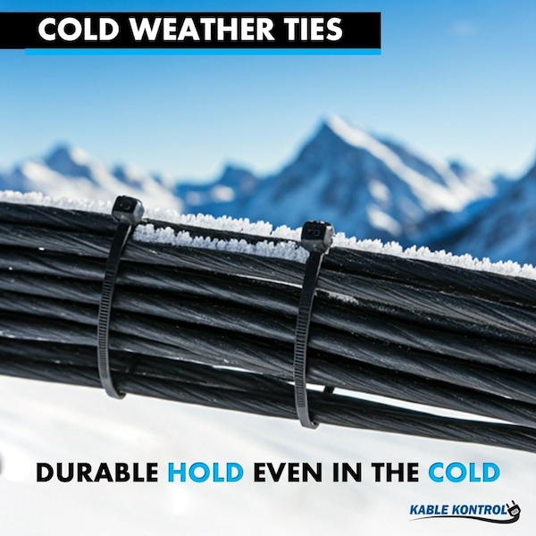 Kable Kontrol Cold Weather Cable Zip Ties, 11 Long, Black, 50 Lbs Tensile Strength, 100 pcs Pack, 100PK - CTCW-11-50-100-BK