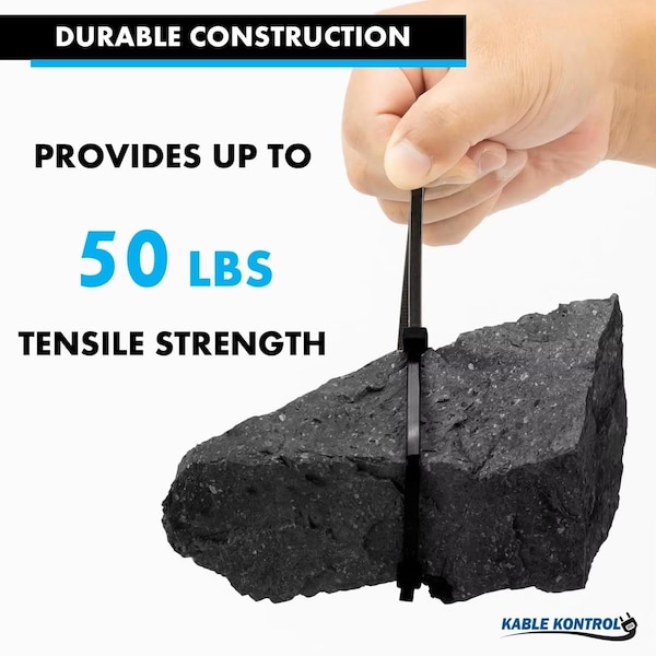 Kable Kontrol Cold Weather Cable Zip Ties, 11 Long, Black, 50 Lbs Tensile Strength, 100 pcs Pack, 100PK - CTCW-11-50-100-BK