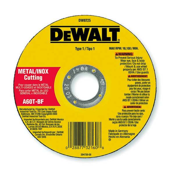 Rueda de rectificado DeWalt 3" x 1/8" x 1/4" A24R - DW8710